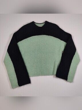 Stockholm Atelier & Other Stories Mohair Wool Blend Green Black Sweater Size XS